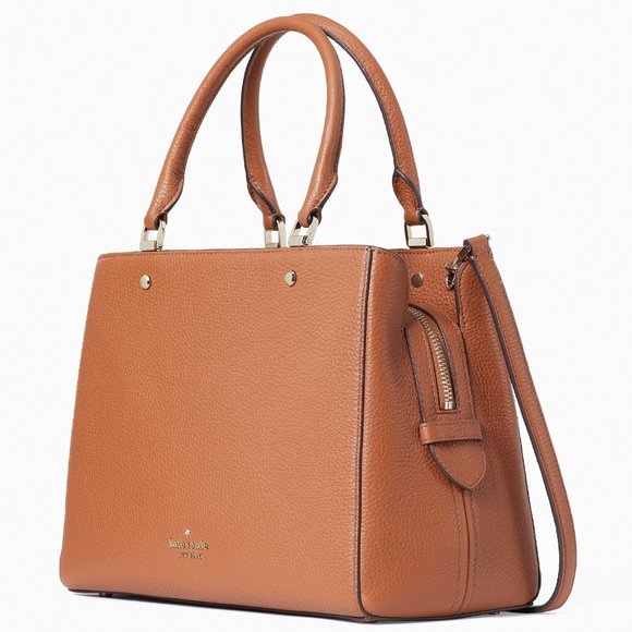 New Kate Spade Leila Medium Triple Compartment Satchel Leather Warm Gingerbread - Picture 2 of 3